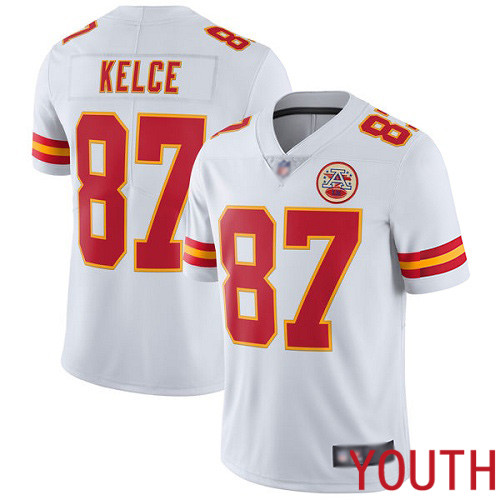 Youth Kansas City Chiefs #87 Kelce Travis White Vapor Untouchable Limited Player Football Nike NFL Jersey->youth nfl jersey->Youth Jersey